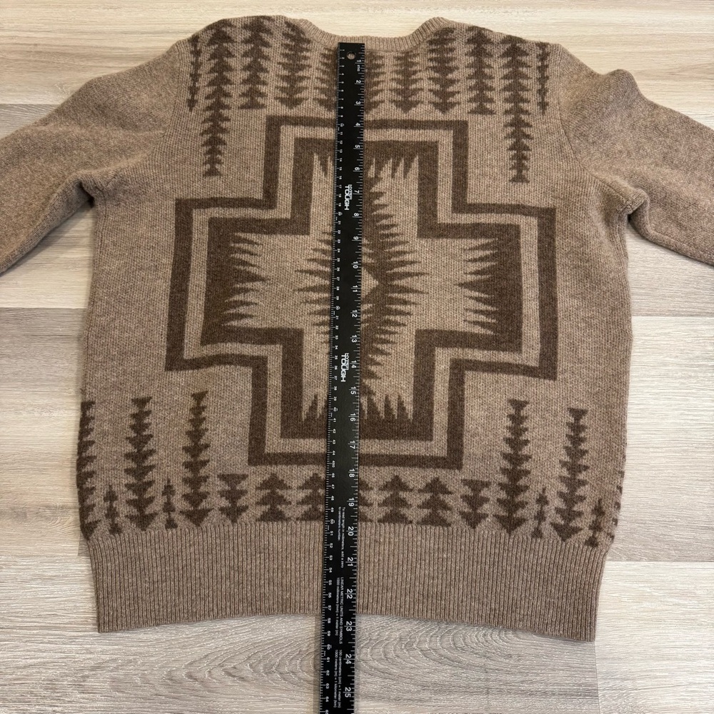 Pendleton Harding Southwestern Geometric Tan Brown Wool Sweater Women’s Medium - Picture 7 of 9